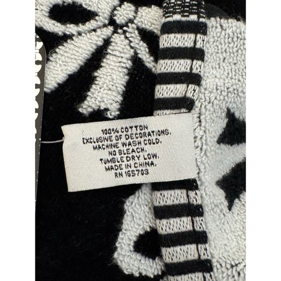 2PC Simple Home Black White Bows Bath Hand Towel Set Coquette Decor - Picture 6 of 7